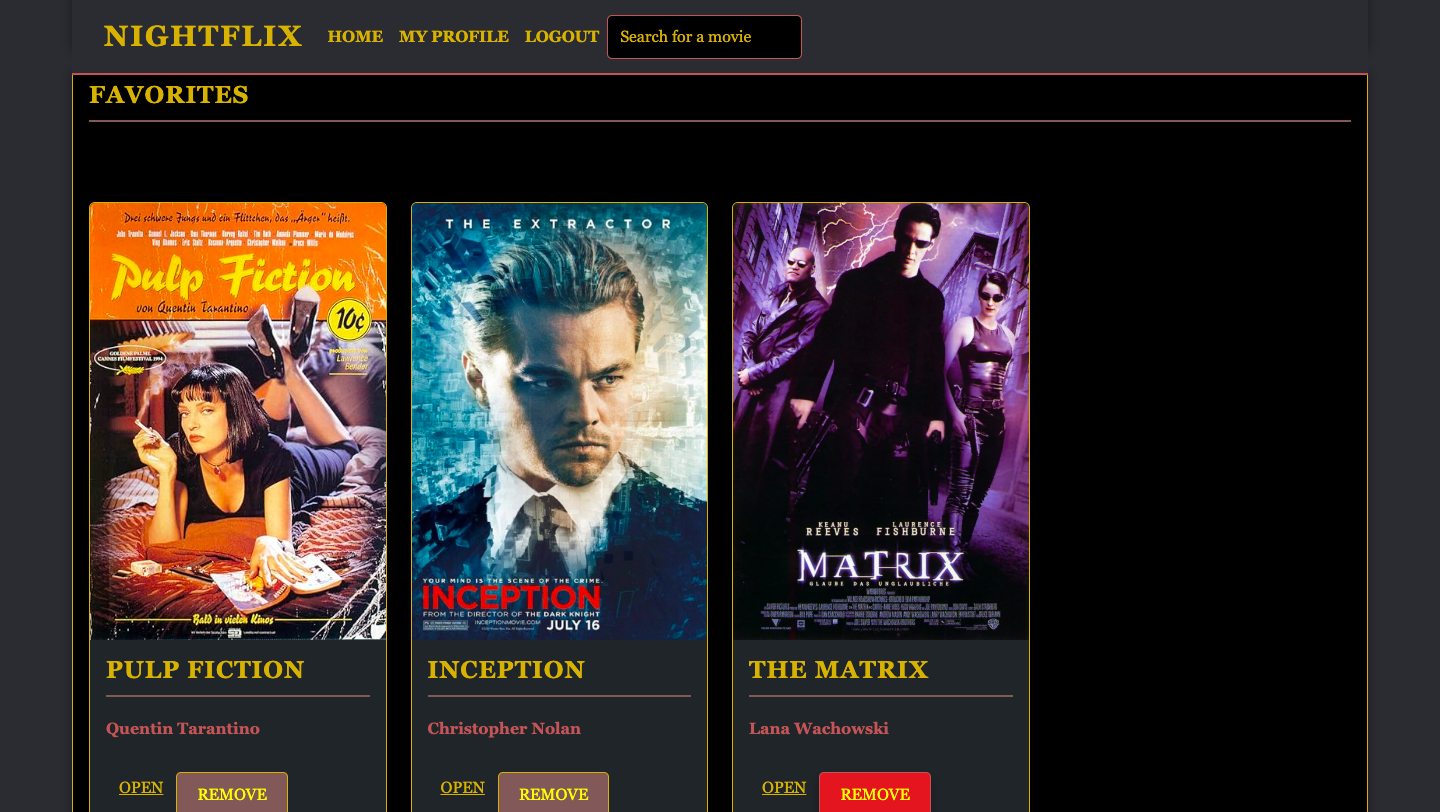 image of Nightflix App FavouriteMovies