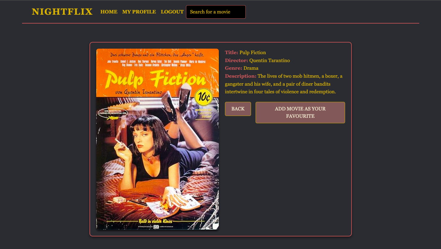 Nightflix App Navbar