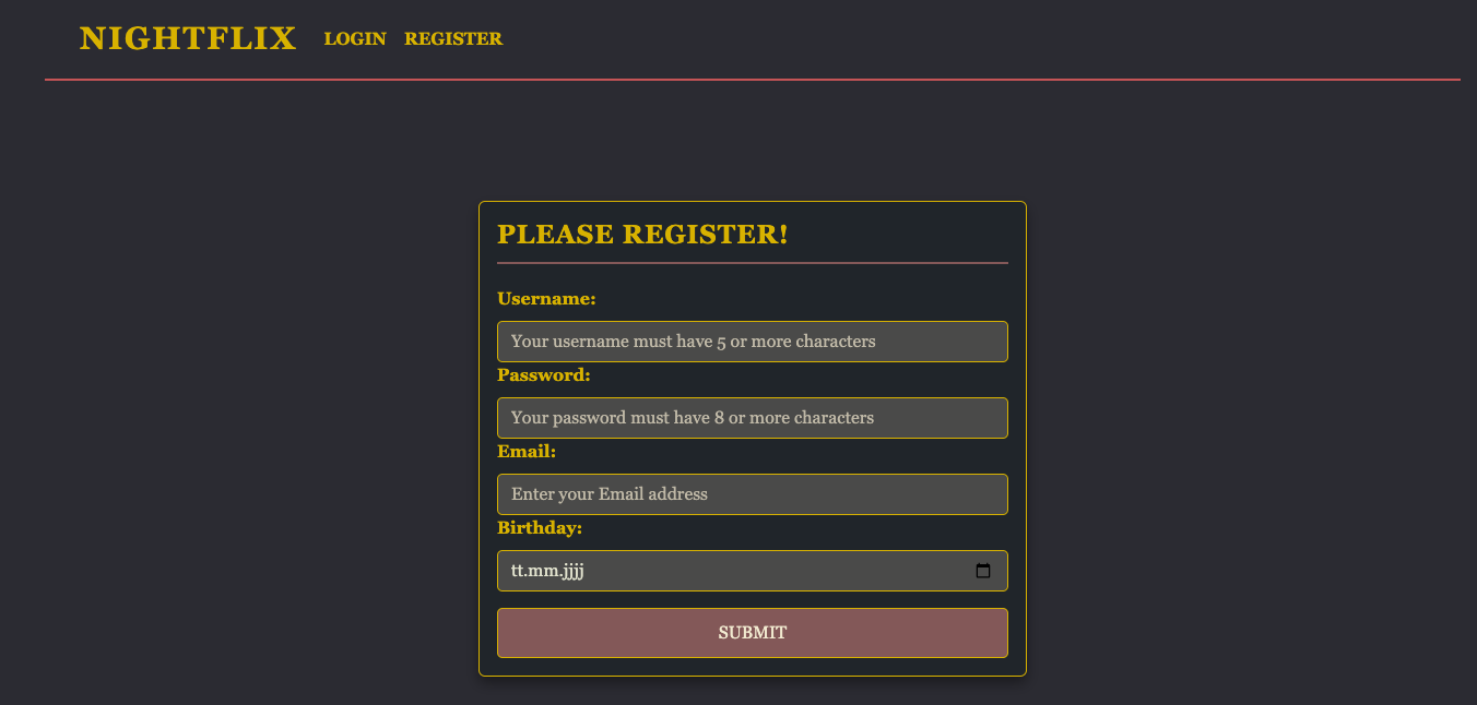 Nightflix App Login